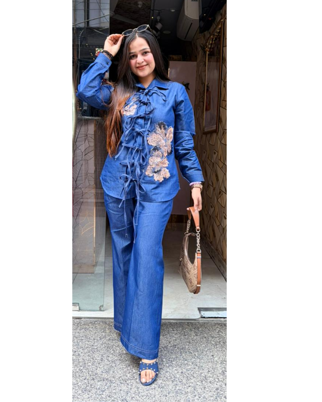 DEMI-DENIM FLORAL CORDSET