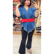 DENIM SHIRT WITH BOW