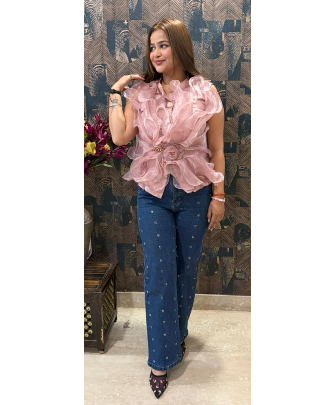 ROSA-TOP WITH FLORAL BELT