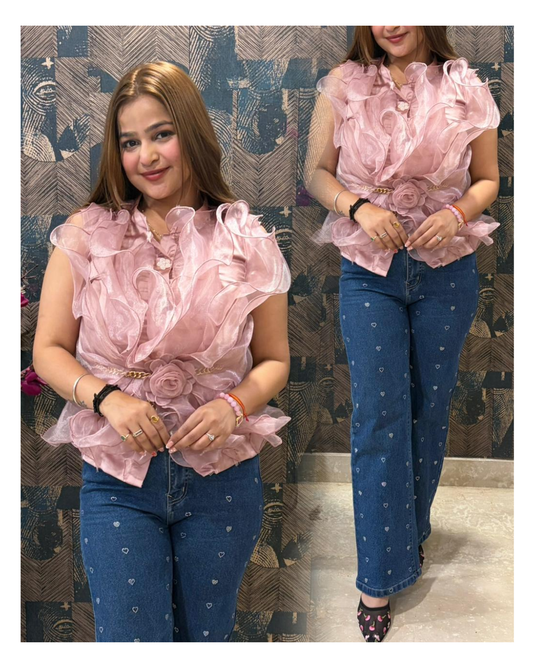 ROSA-TOP WITH FLORAL BELT