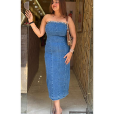 "BABLI"-DENIM TUBE DRESS