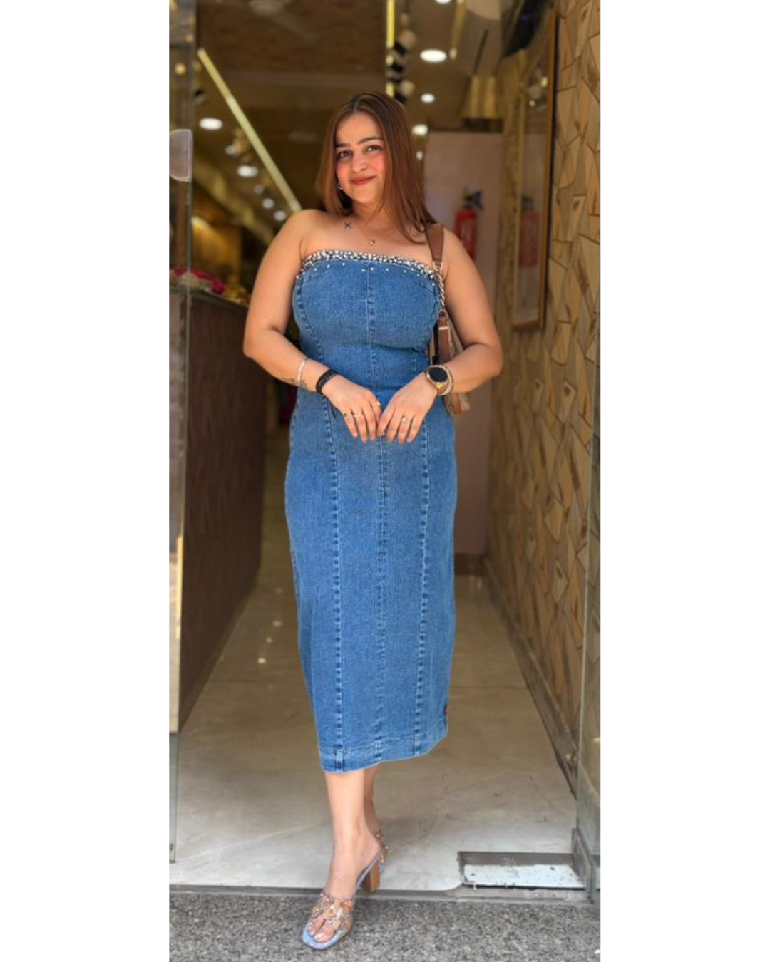 "BABLI"-DENIM TUBE DRESS