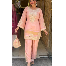 "RADHA"-Premium Embroidered Coord Set with Potli Bag