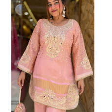 "RADHA"-Premium Embroidered Coord Set with Potli Bag