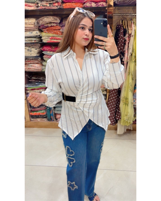 "TOTO"- shirt cotton with belt look