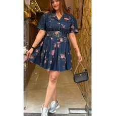 "COCO"-DENIM DRESS WITH BELT