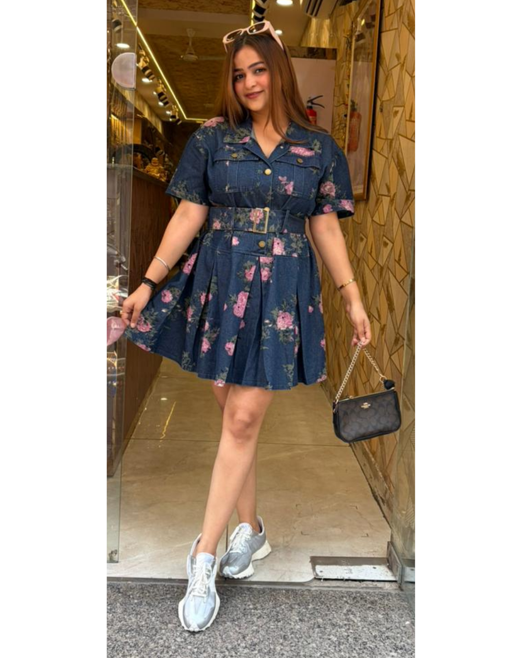 "COCO"-DENIM DRESS WITH BELT