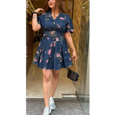 "COCO"-DENIM DRESS WITH BELT
