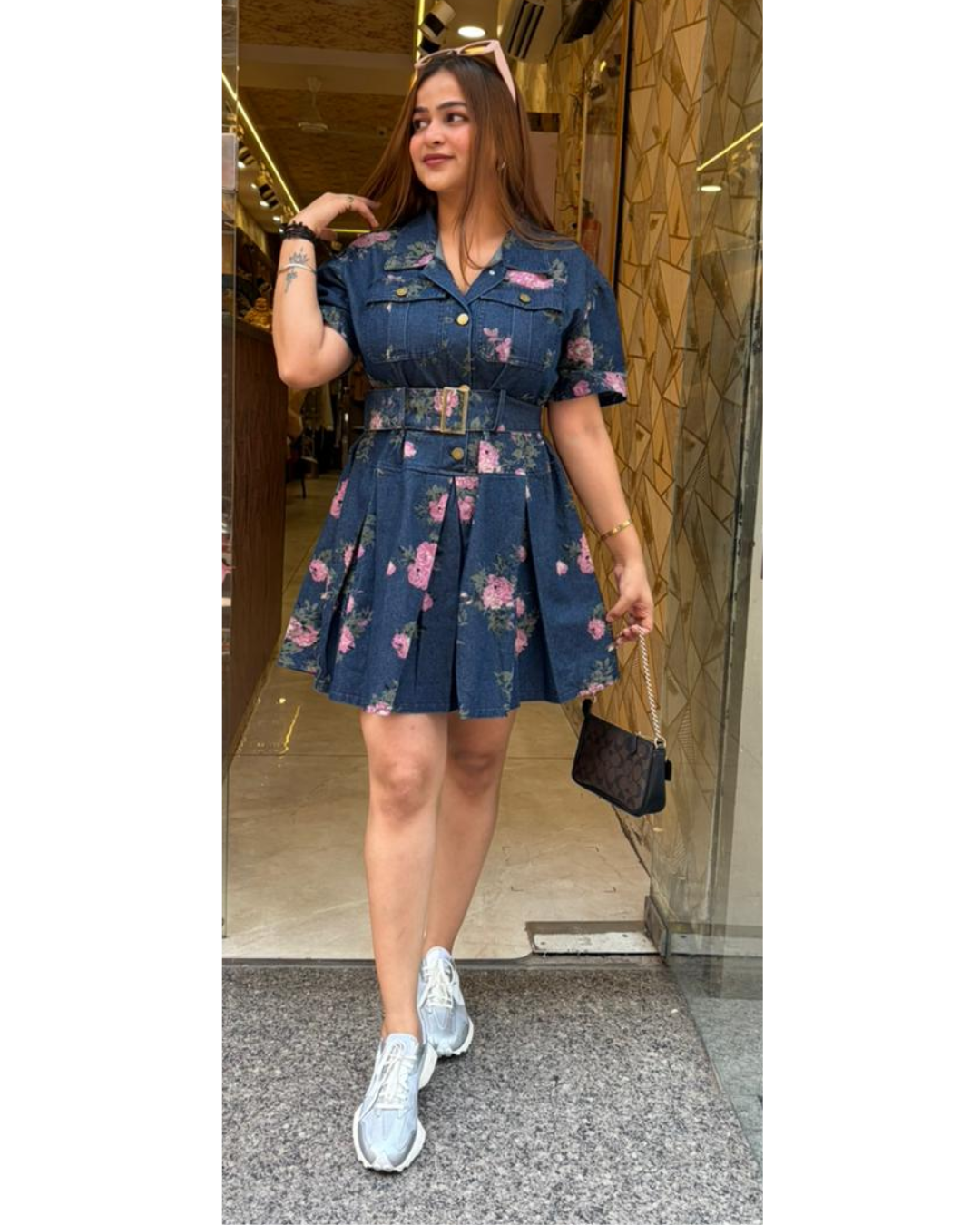 "COCO"-DENIM DRESS WITH BELT