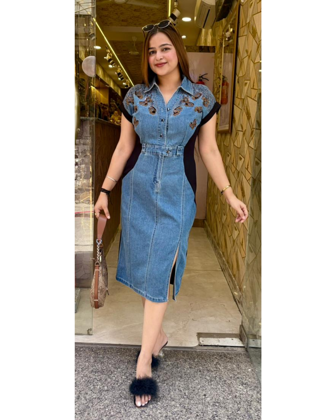 BUTTERFLY-DENIM DRESS