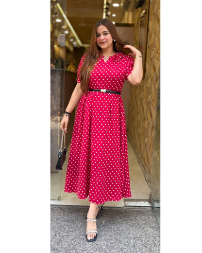 POLKADOT-DRESS WITH BELT