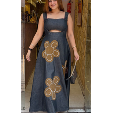 DAISY-COTTON DENIM DRESS