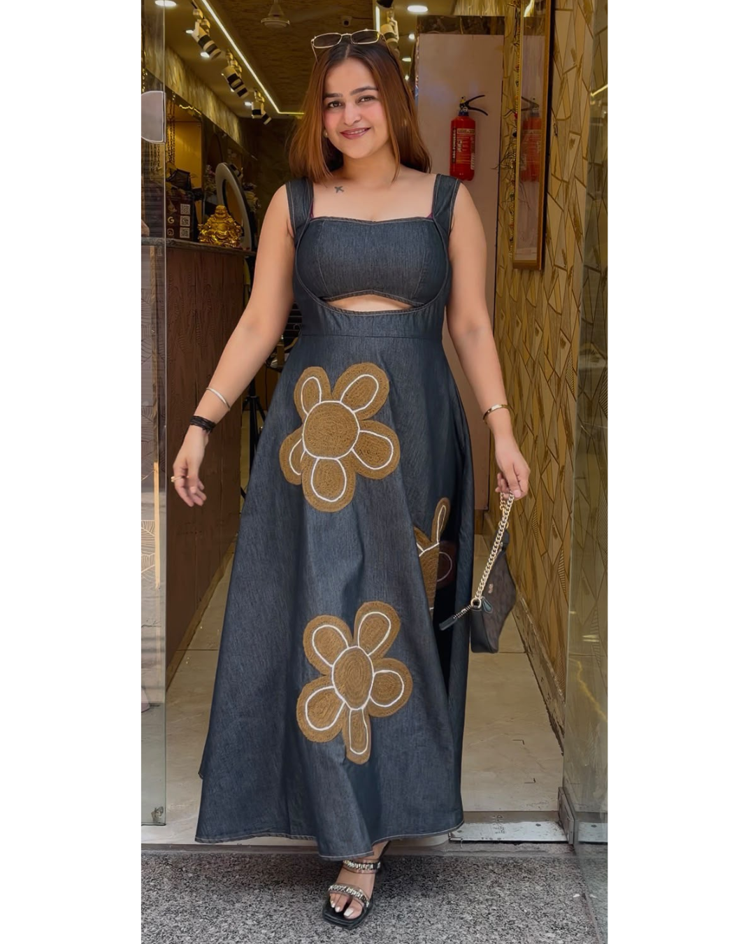 DAISY-COTTON DENIM DRESS