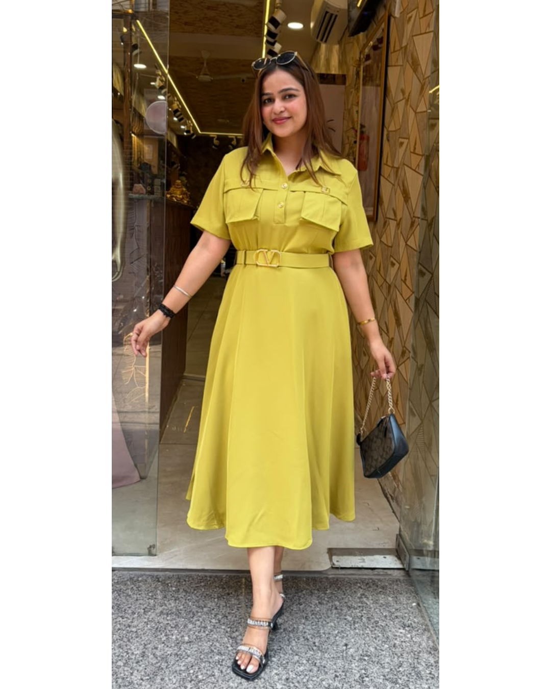 NANCY-KOREAN DRESS WITH BELT