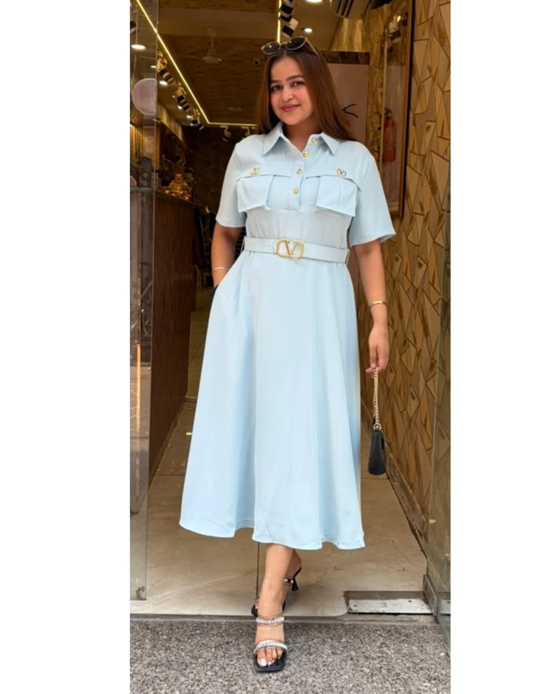 NANCY-KOREAN DRESS WITH BELT