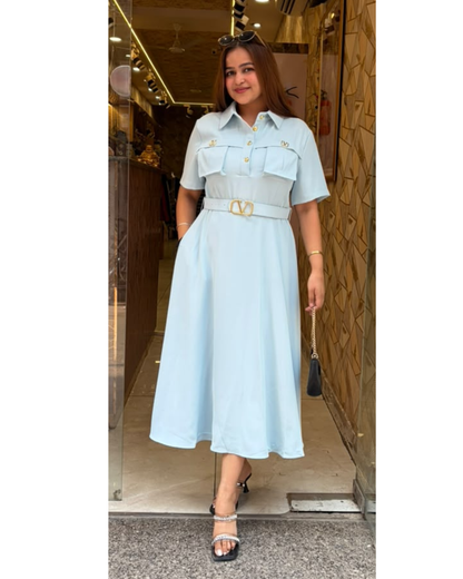 NANCY-KOREAN DRESS WITH BELT