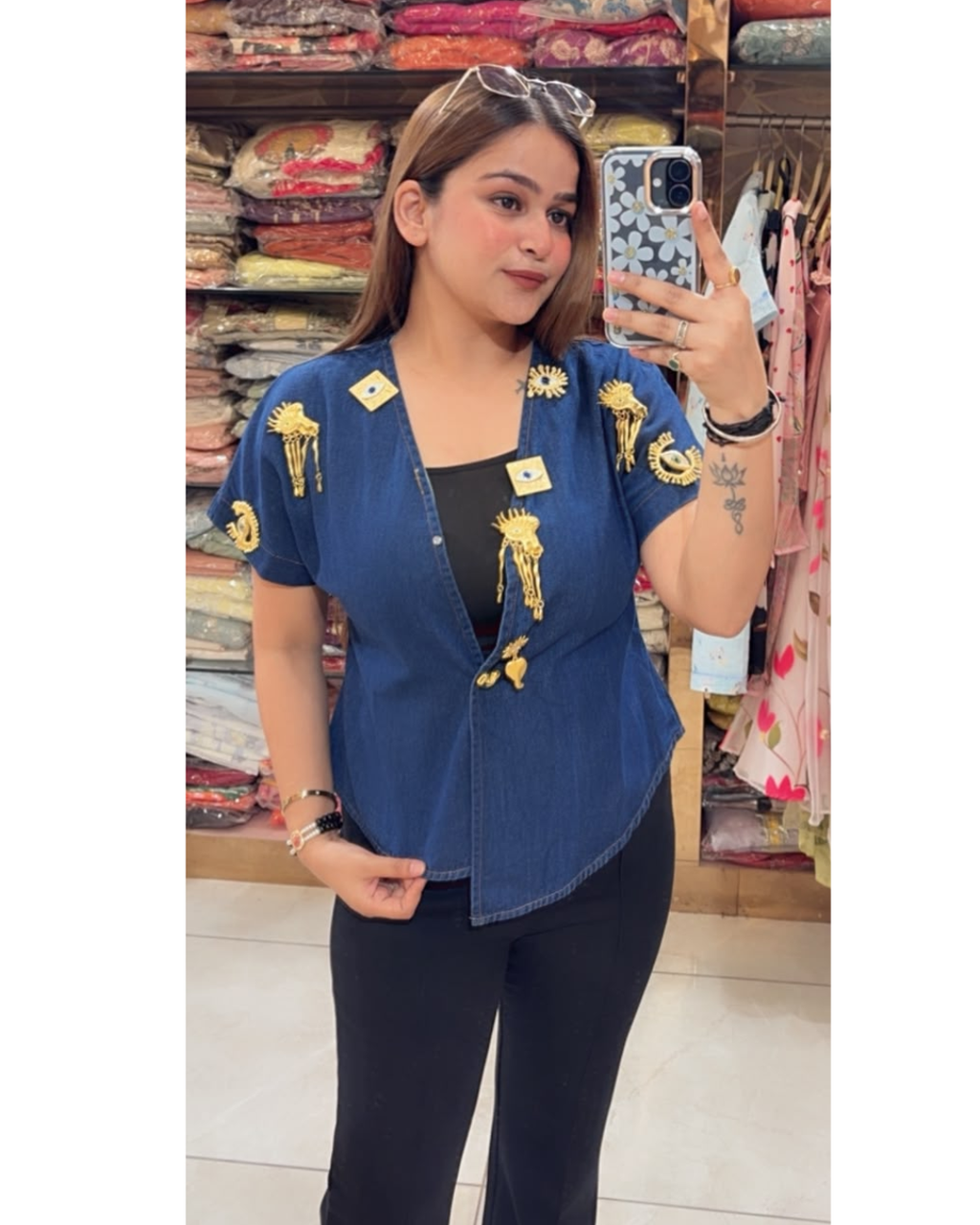 EVIL EYE- DENIM TOP