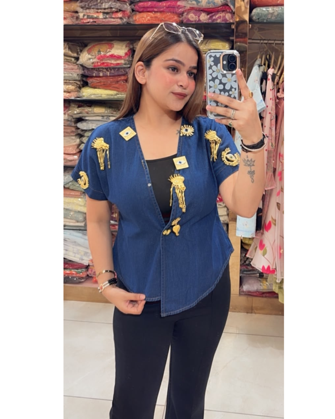 EVIL EYE- DENIM TOP