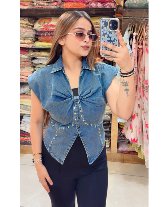 BOWY-DENIM TOP