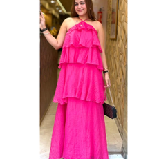 "SHINNY"-RUFFLES LONG DRESS
