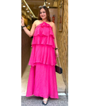 "SHINNY"-RUFFLES LONG DRESS