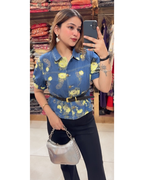 BLOSSOM-DENIM SHIRT WITH BELT