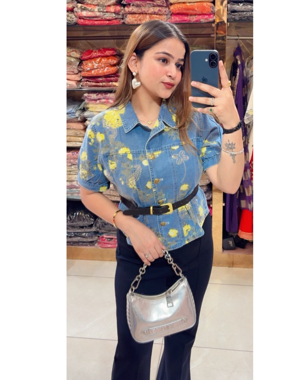 BLOSSOM-DENIM SHIRT WITH BELT