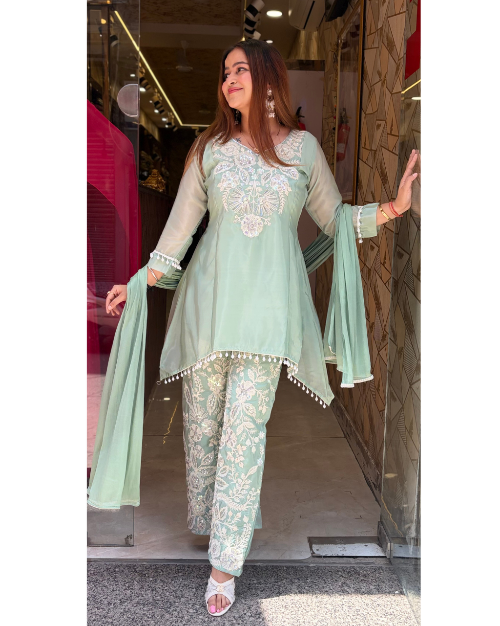 zeenat organza suit