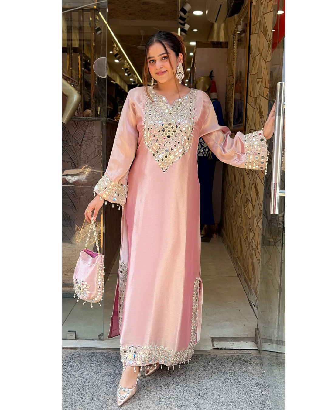 "KARISHMA"-LONG DRESS WITH POTLI