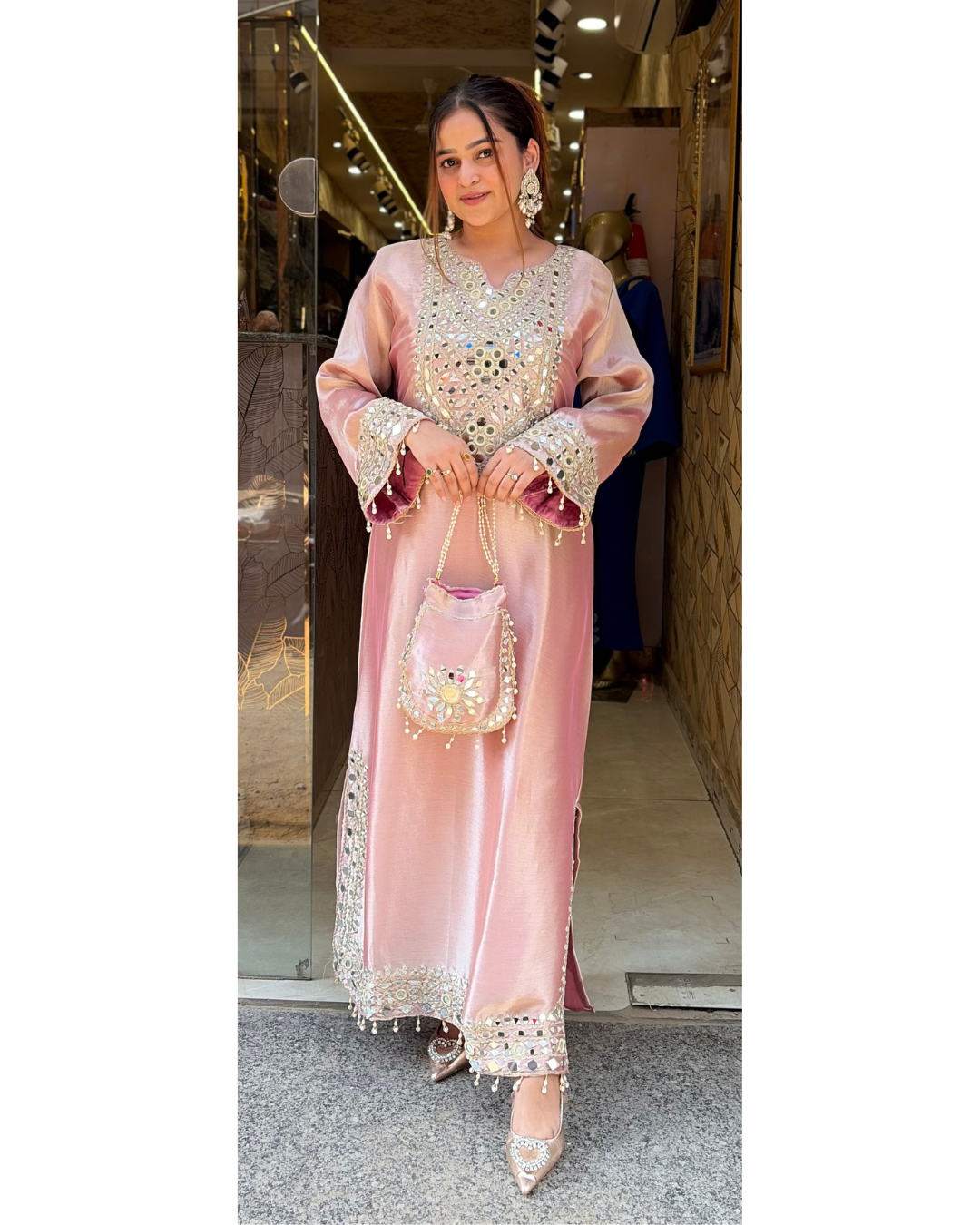 "KARISHMA"-LONG DRESS WITH POTLI