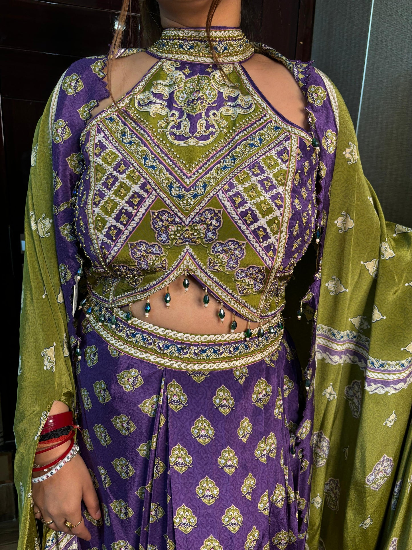 Morni Green Skirt Set