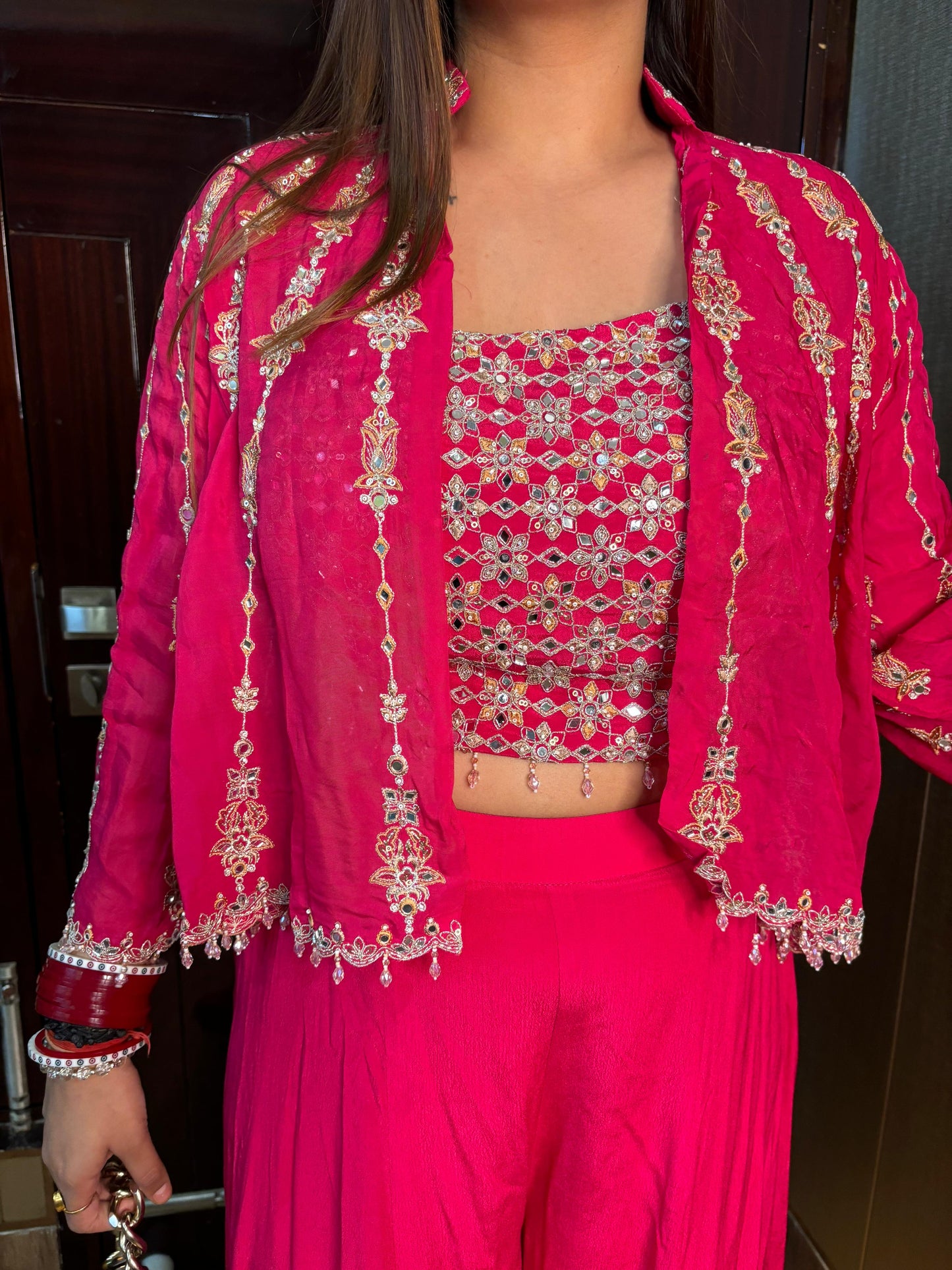 Hasana Short Sleeves Pink designer outfit.