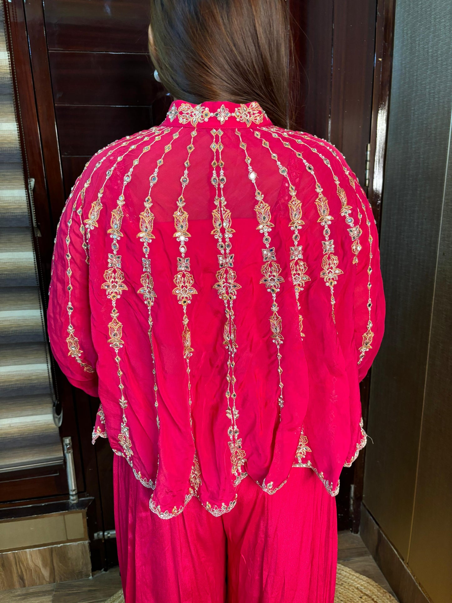 Hasana Short Sleeves Pink designer outfit.