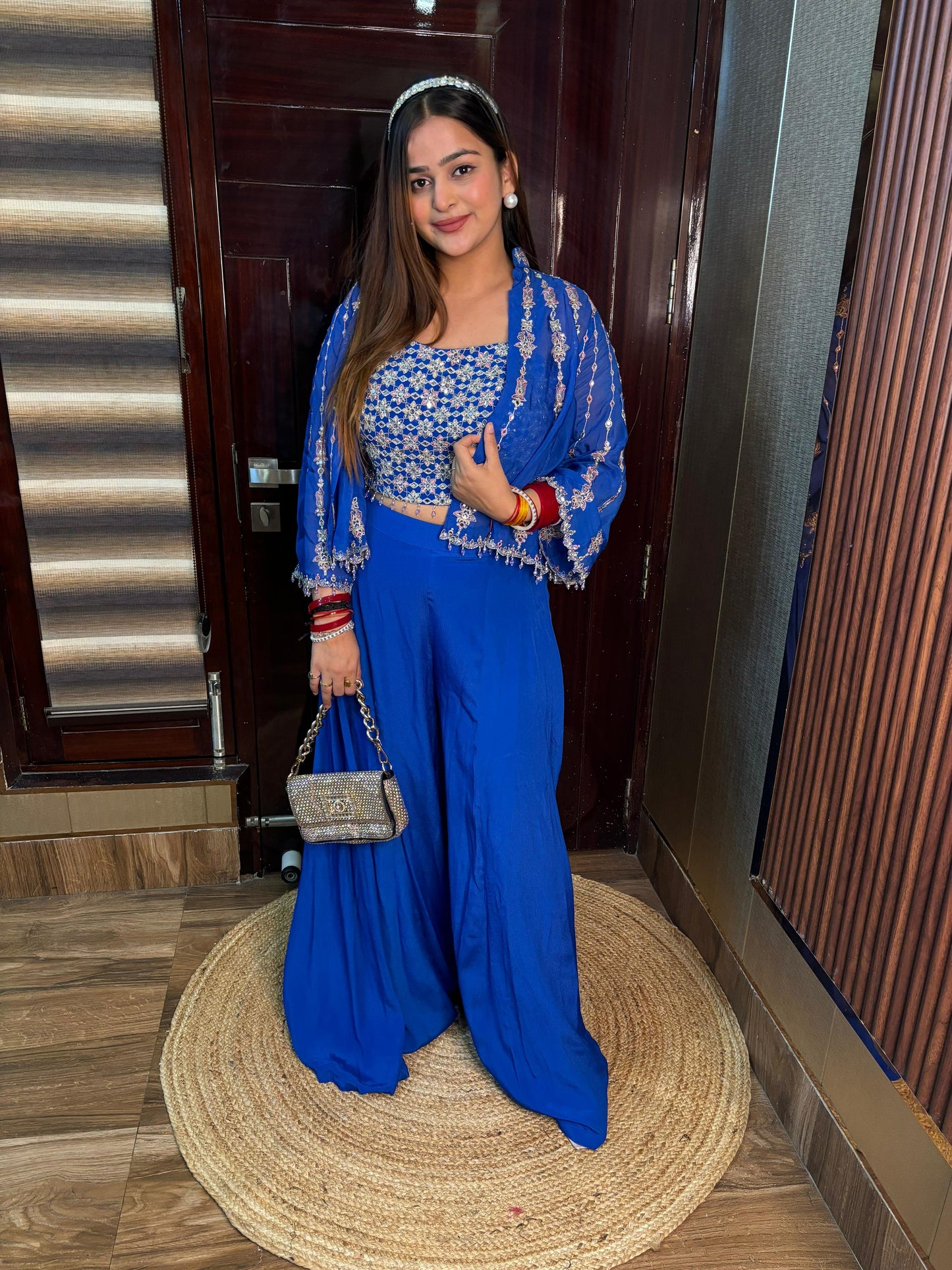 Hasana Short Sleeves Blue designer outfit