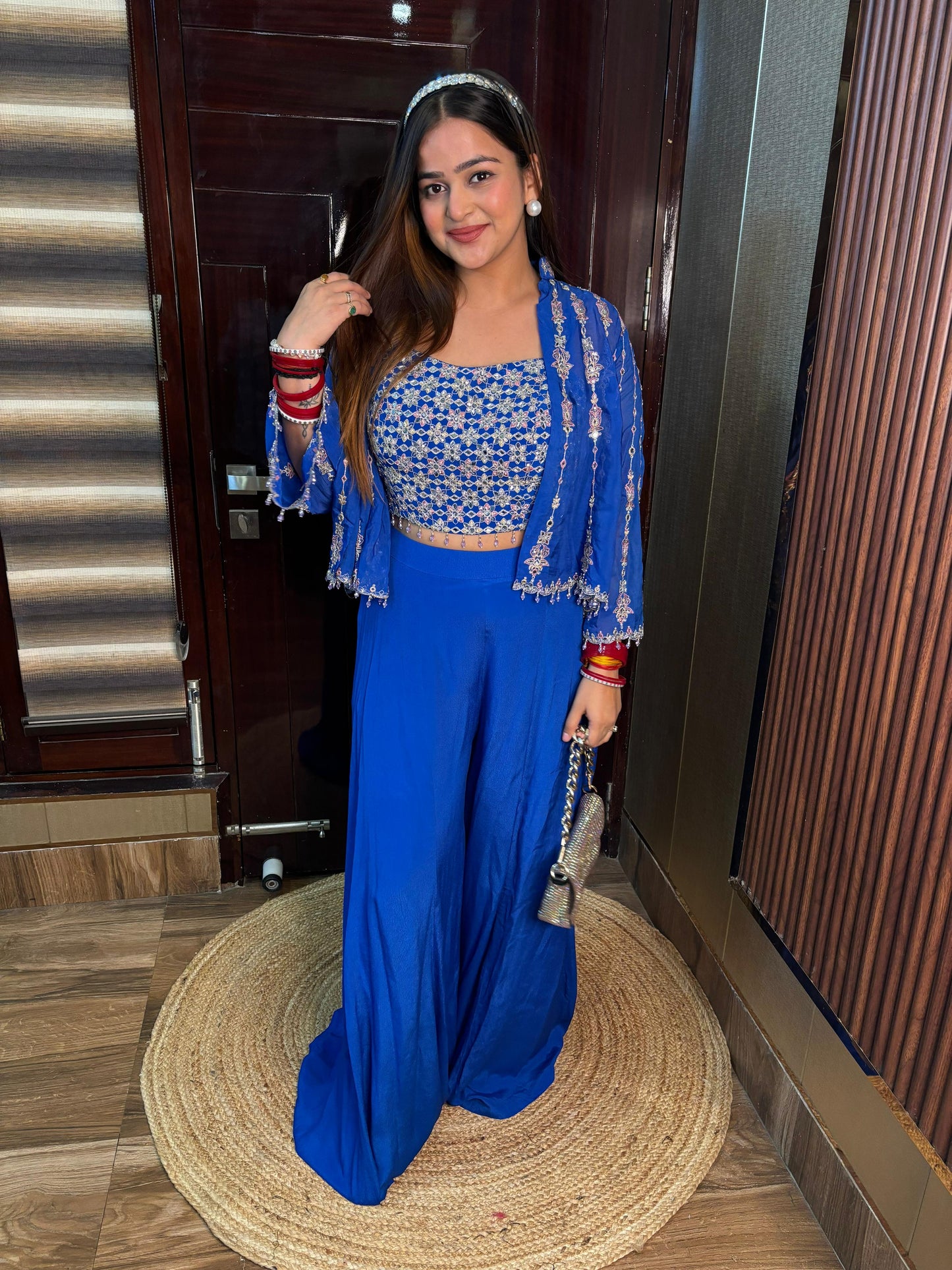 Hasana Short Sleeves Blue designer outfit