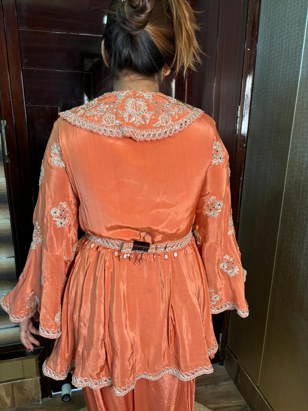 Rust Peplum Tassels with Drape skirt