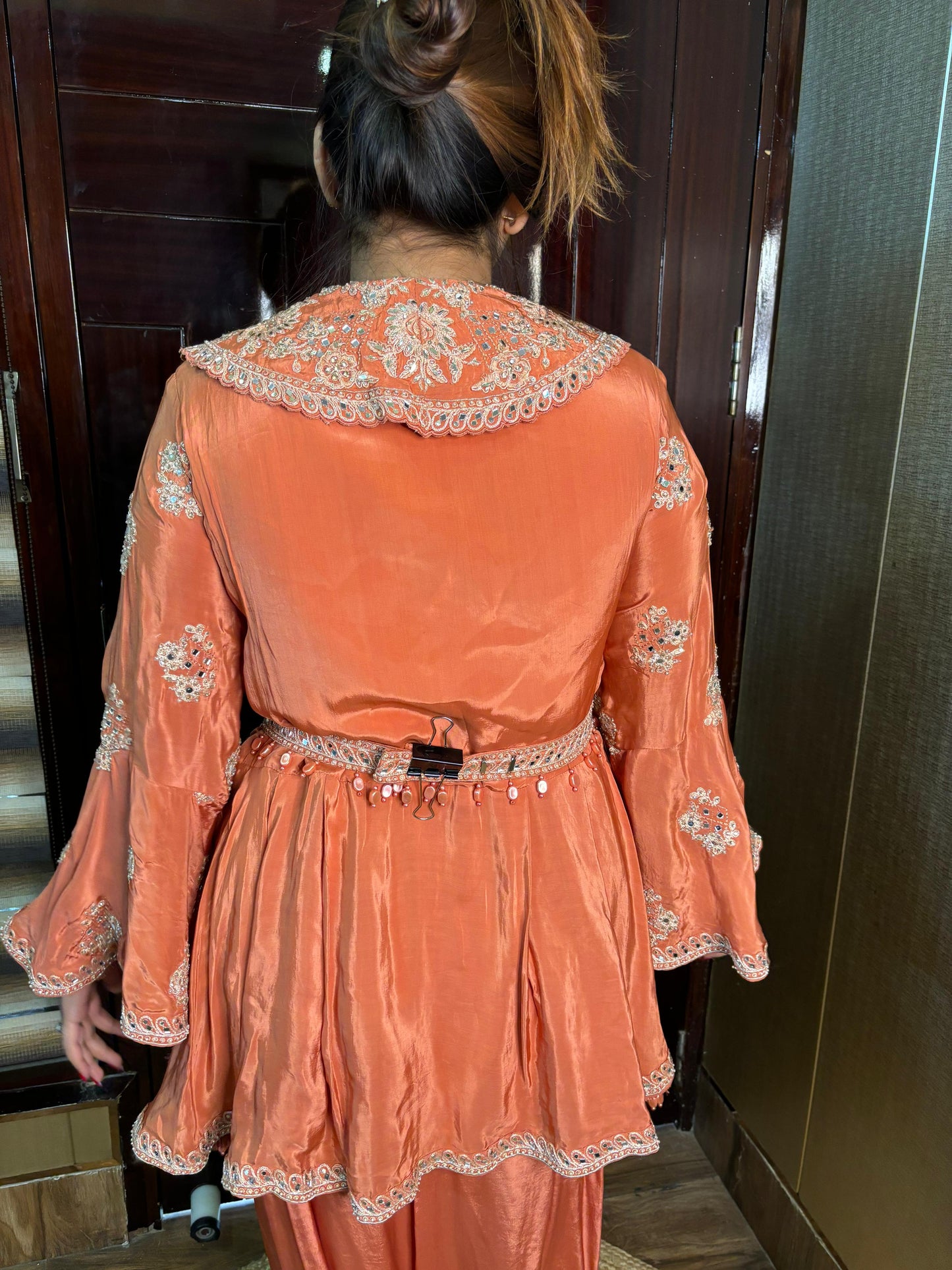Rust Peplum Tassels with Drape skirt