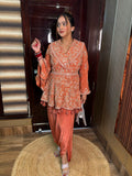 Rust Peplum Tassels with Drape skirt