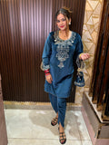 Blue Dhoti set with potli