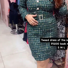 Green Tweed Dress with belt