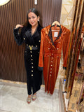 V belted Velvet Dress