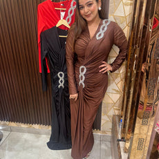 Metallic Long Ruched Dress
