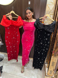 Offshoulder Bow Crystal Dress