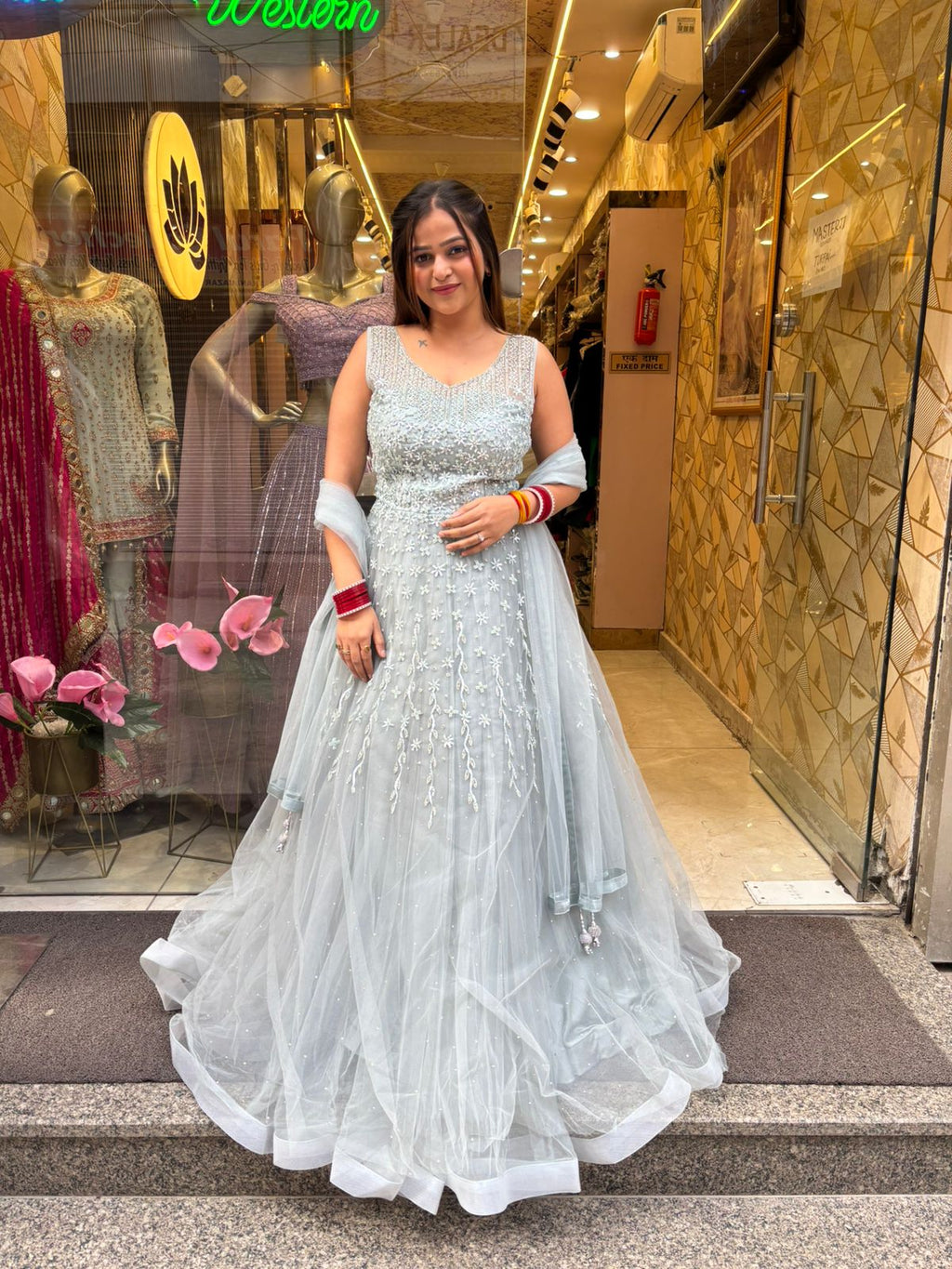 Sitara Blue Gown with Dupatta