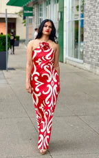 Orange Halter Neck Dress