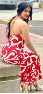 Orange Halter Neck Dress