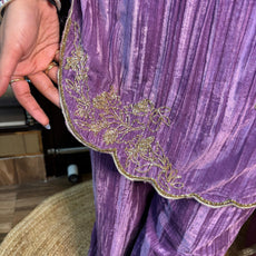 Begum Purple 3 pc velvet suit with Potli