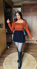 "DAISY" WOOL PLEATED SKIRT