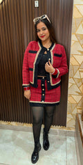"TAMRA" WOOL RUSTY RED 2 PIECE SKIRT SET