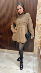 "AHANA" BLAZER DRESS WITH DETACHABLE HIGH NECK PONCHO + CHAIN